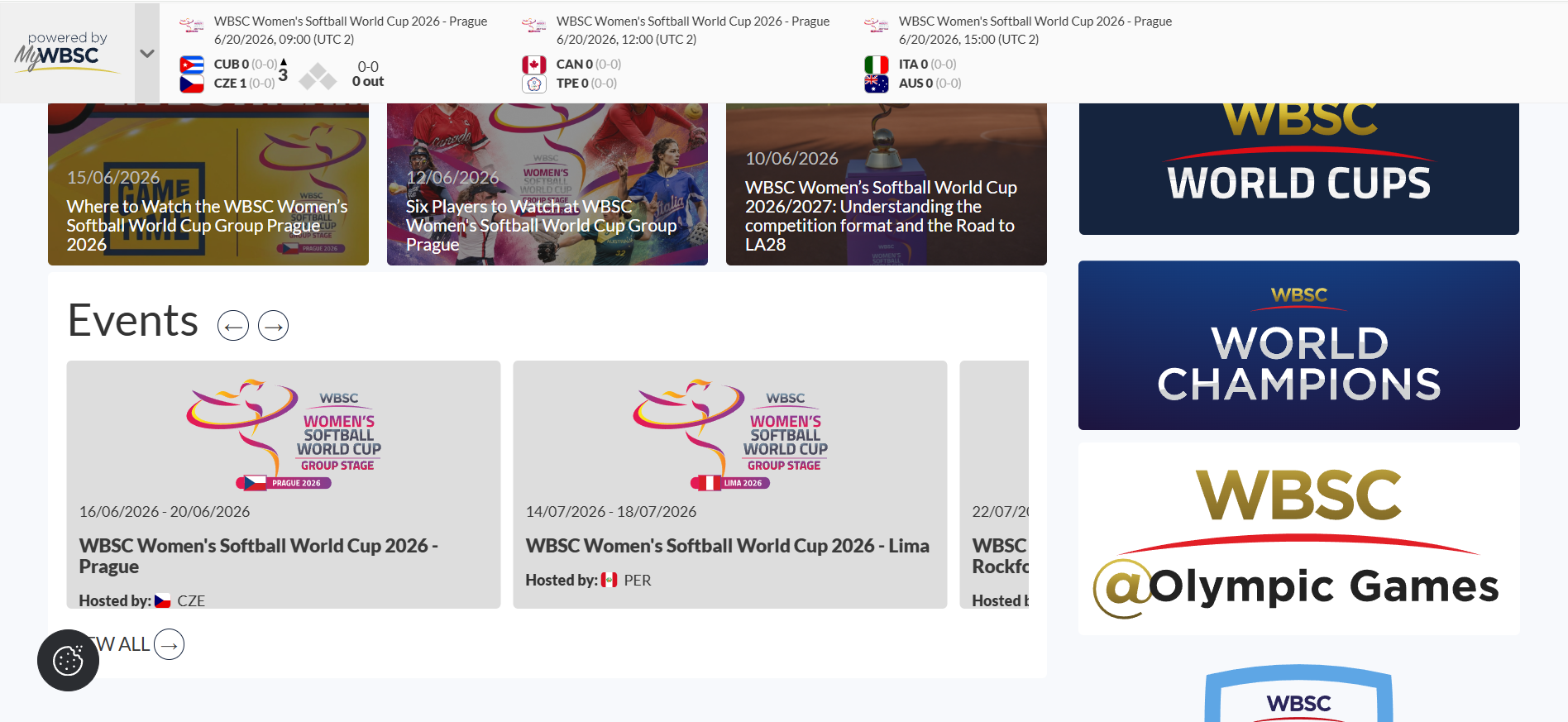 WBSC dashboard screenshot